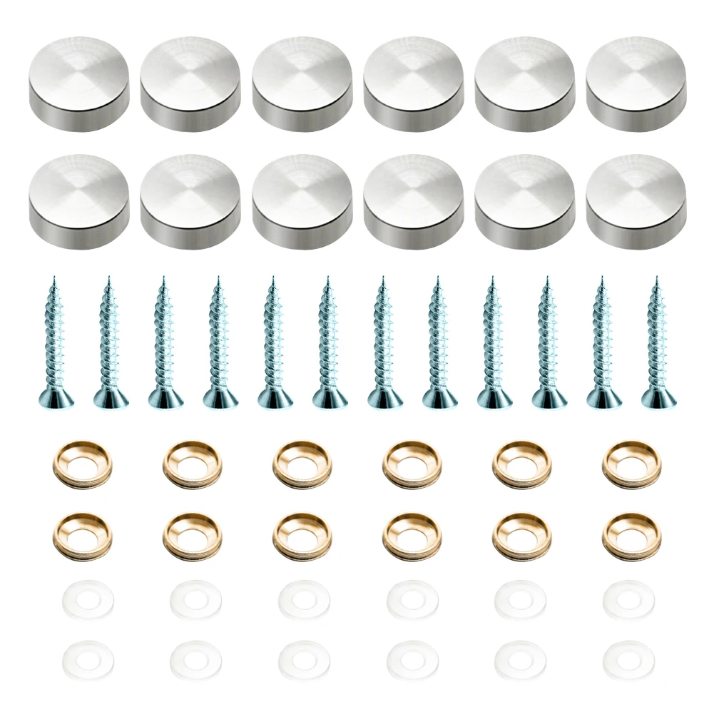 

12pcs Decorative Cap Universal Fixed Practical Home Decor Washer Mirror Screw Set Drilling Stainless Steel Non-Slip Rustproof