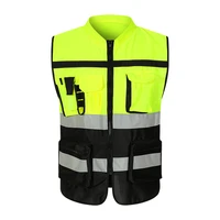 cycling clothing reflective vest large pocket vest splicing series yellow and black traffic command uniform reflective vest