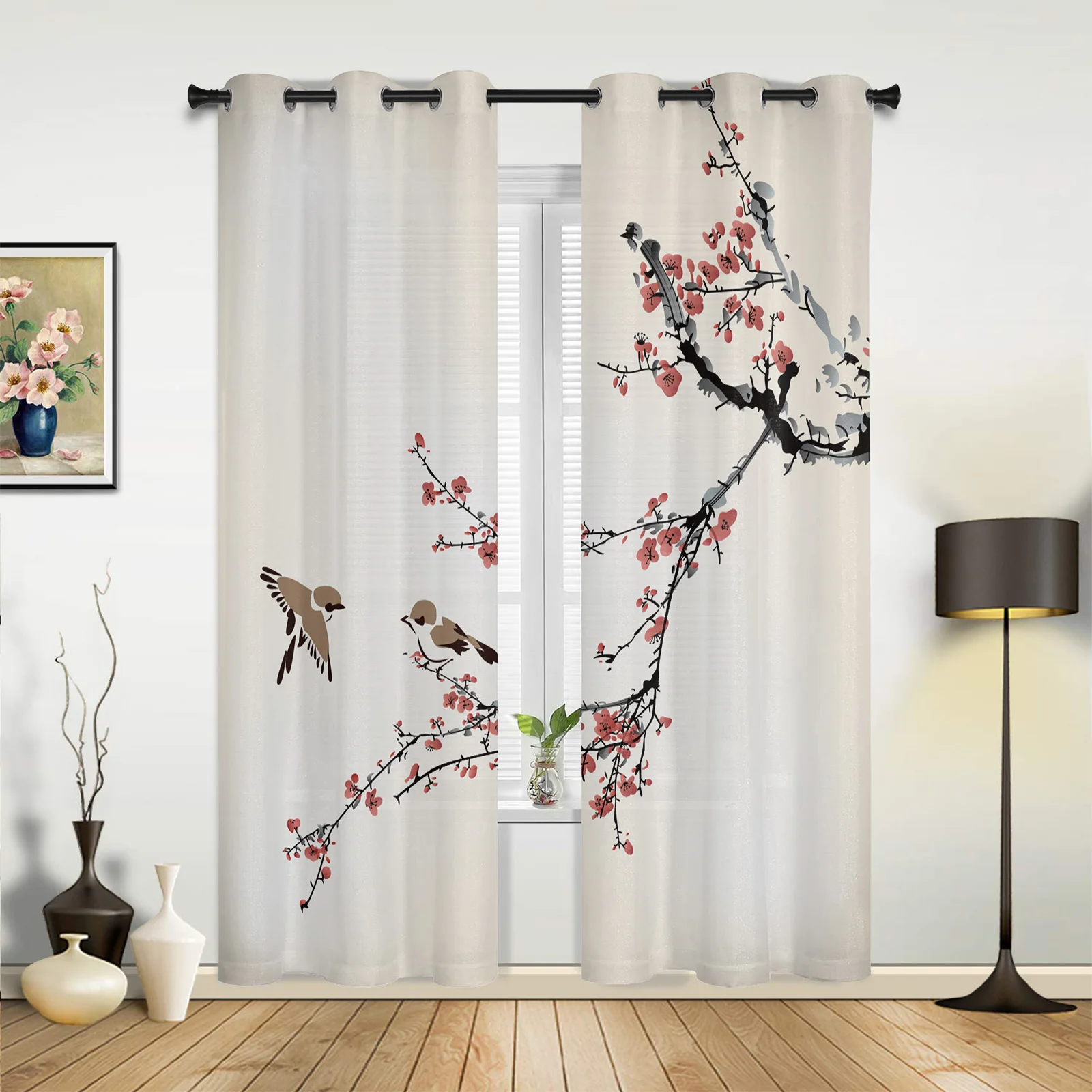 

Plum Blossom Bird Chinese Style Curtains for Bedroom Living Room Drapes Kitchen Children's Room Window Curtain Modern Home Decor