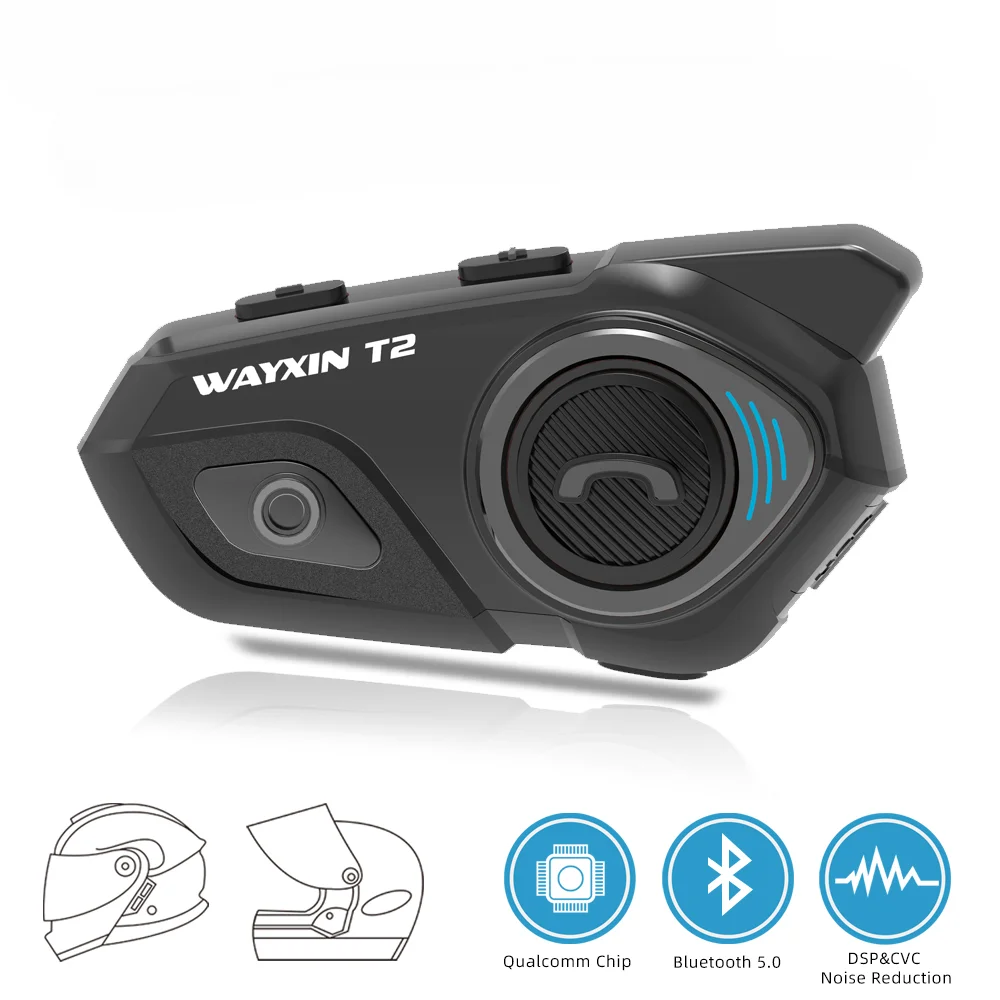 Bluetooth-гарнитура WAYXIN T2 для мотоциклетного шлема 2 водителей динамик