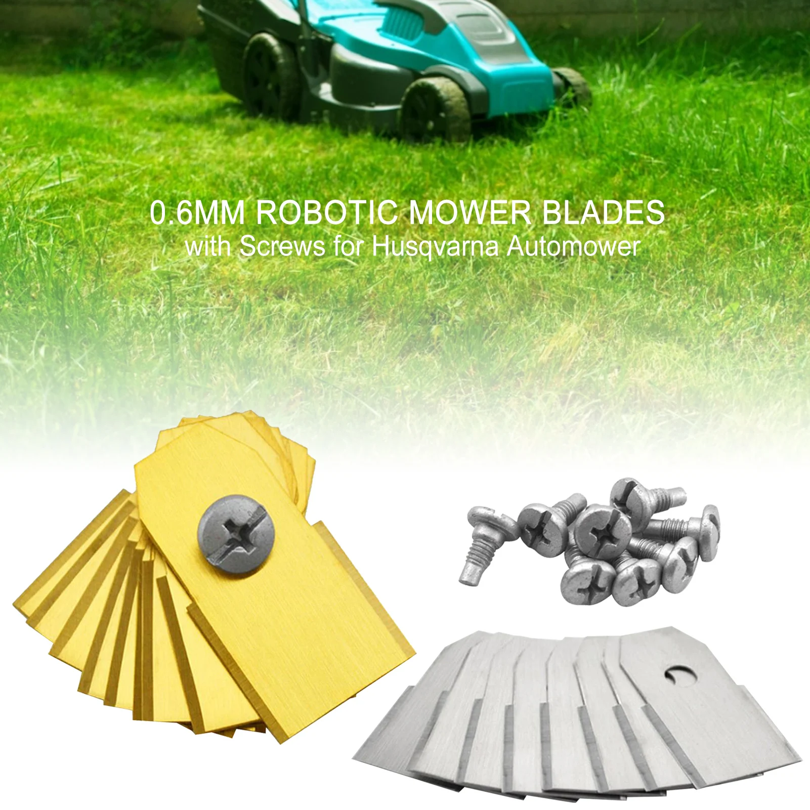 

30 Pack Robotic Mower Blades 0.6mm With Screws Replacement Blade Anti-rust Durable Mower Cutter Automower Dropship