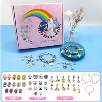 1set rainbow unicorn childrens snake bracelet making kit diy charm european bead women gift fashion alloyjewelry craft supplies