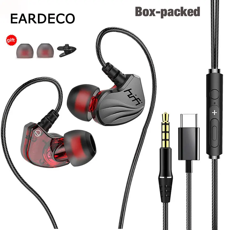 

Наушники-вкладыши EARDECO с качественным звуком, проводные наушники 3,5 мм с разъемом Type-C и микрофоном, проводные наушники-вкладыши с басами, Hi-Fi ...