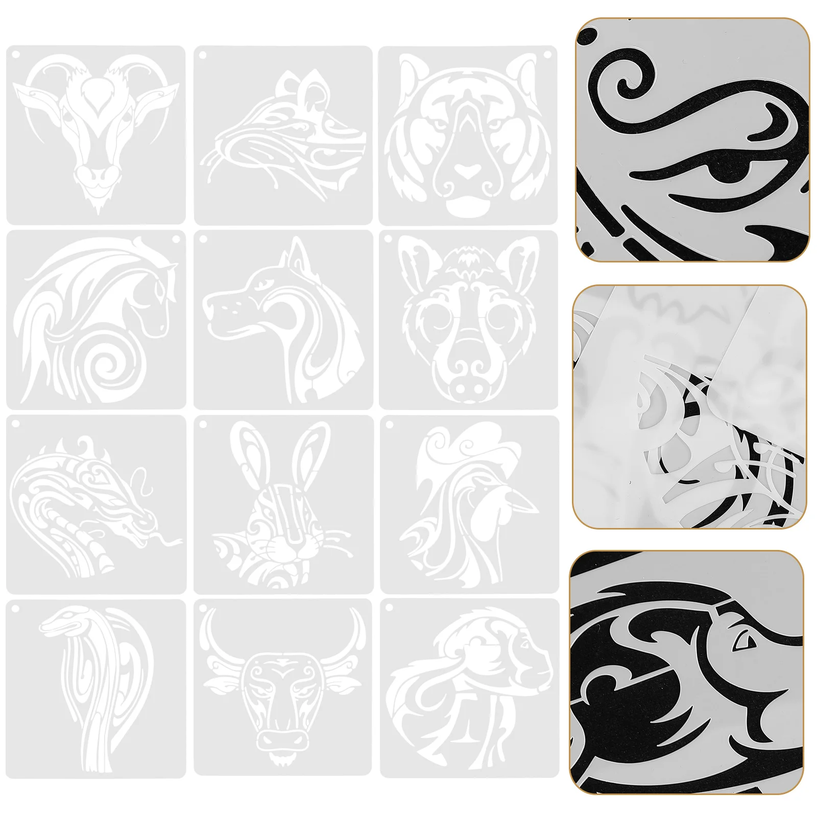 

12 Sheets of DIY Stencils Delicate Animal Stencils Decorative Animal Templates