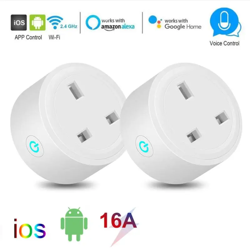 

16a Uk Wireless Remote Socket Wifi Smart Sockets Power Monitor Smart Life App Remote Control Smart Timer Plug Timing Function Uk