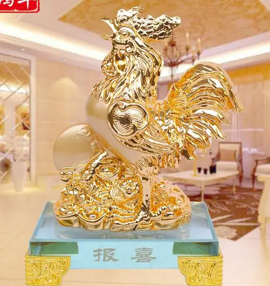 

gold Chinese Zodiac every day animal chicken sculpture creative luxury neoclassical home crafts American Decoration opening gift