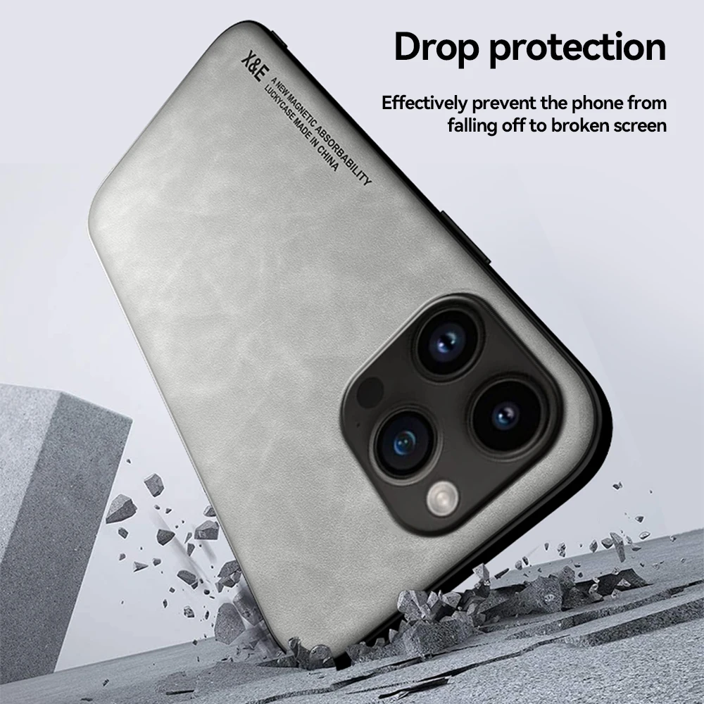 Фото Кожаный чехол из овечьей кожи для iPhone 14 Pro Max, магнитная Автомобильная задняя крышка телефона для Iphone14 Plus Ifone 14pro Max, чехлы, оболочка, чехлы №2