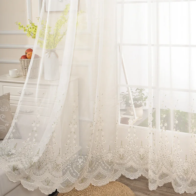

Curtain for Living Room Pastoral Floral Embroidered Valance Home Decoration Bedroom Balcony Window Screening Cortinas шторы 커튼