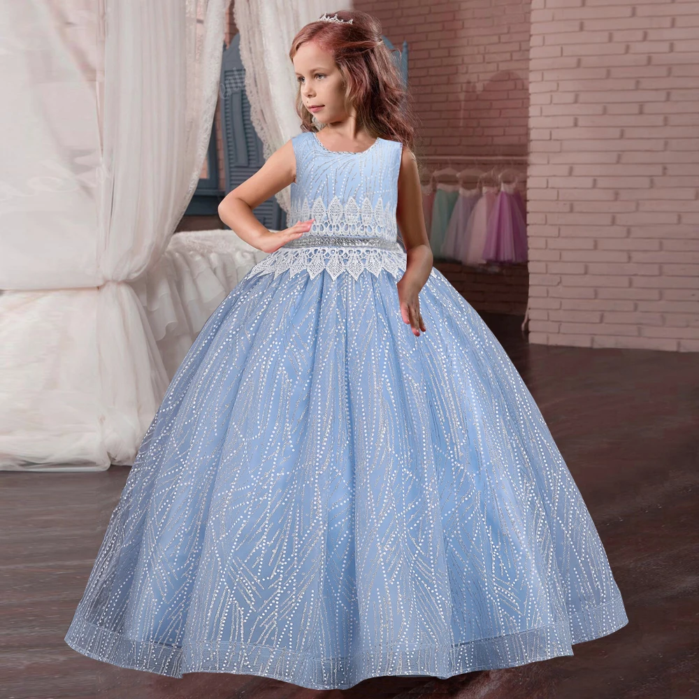 

Elegant Wedding Dress Kids Party Bridesmaid Dresses For Girls Formal Evening Costume Sequins Children Girl Birthday Prom Gown