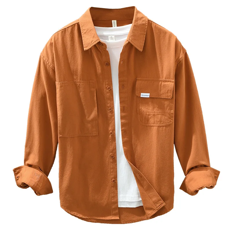 

Мужская Однотонная рубашка-карго с длинным рукавом, на осень/зиму