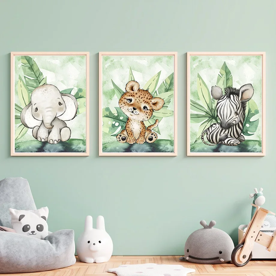 Настенная Картина на холсте с изображением джунглей сафари тигра жирафа зебры