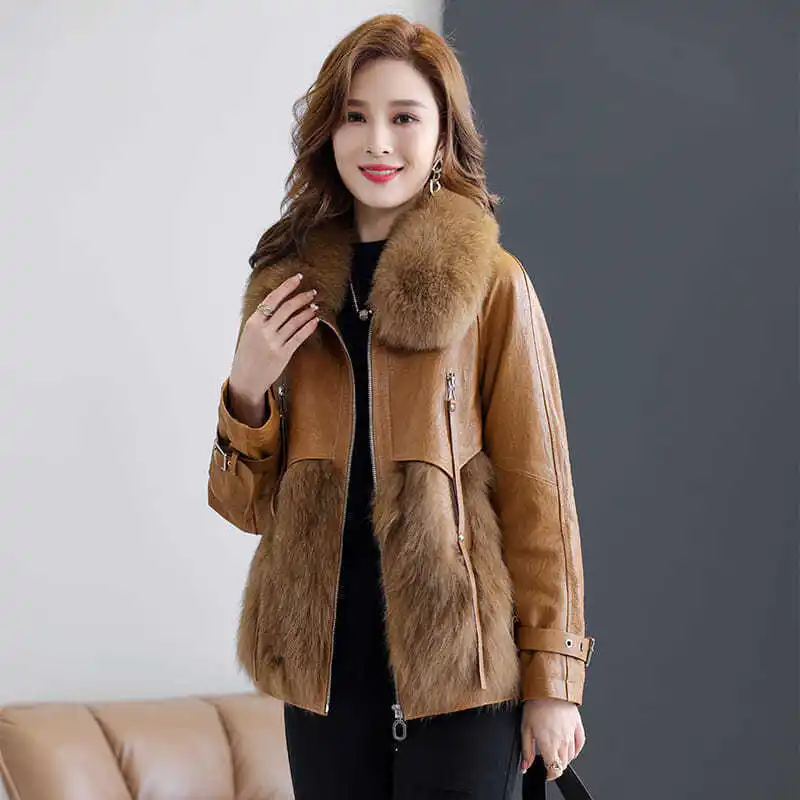 Thickened Faux Fur Coat Women's Short Fox Fur Collar 2022 Winter Warmth Fashion Jackets Casacos Femininos Inverno 2022