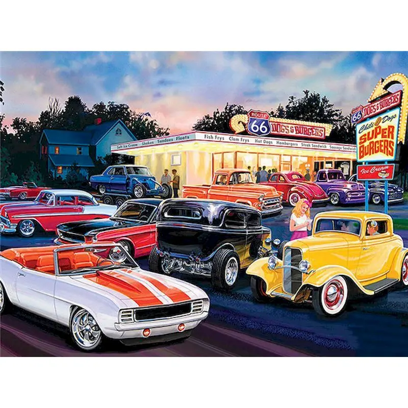 

GATYZTORY Frame DIY Painting By Numbers Road Cars Canvas Drawing Handpainted Kits Acrylic Paints Artwork Unique Gift Wall Decor