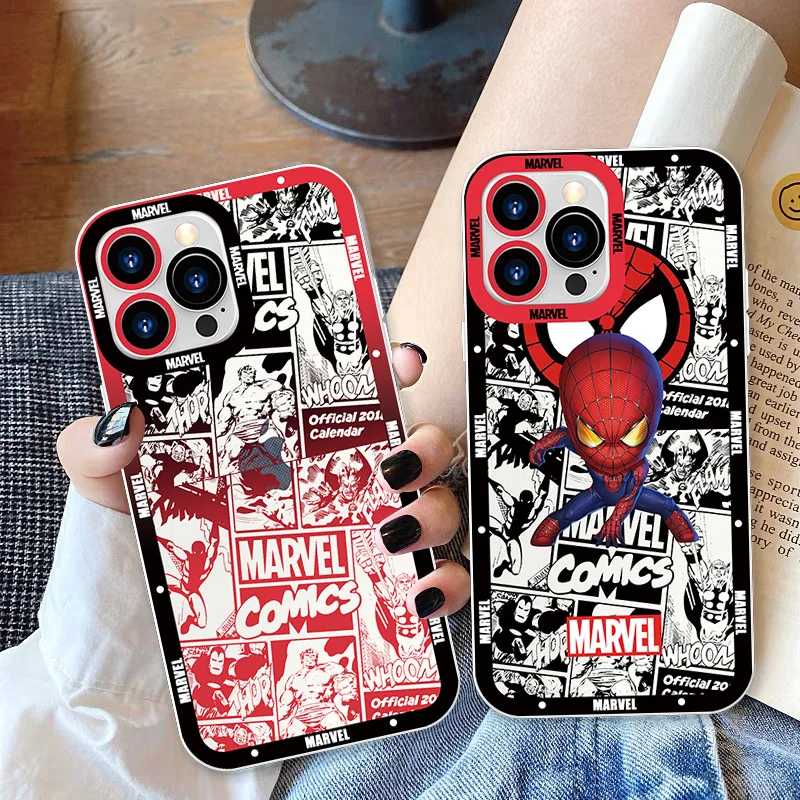 

Marvel Iron Man Spider-Man Cute For Apple iPhone 14 13 12 11 XS XR X Pro Max mini 8 7 6S 6Plus Angel Eyes Transparent Phone Case