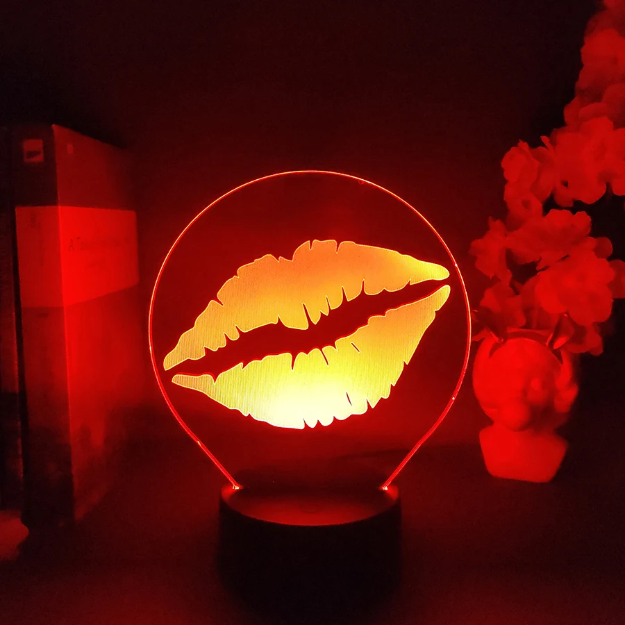 

Sexy Lips 3D Night Light for Gaming Room Decoration Cute Birthday Colorful Gift Classical Game LED Lamp Neon Lights Atmospheric