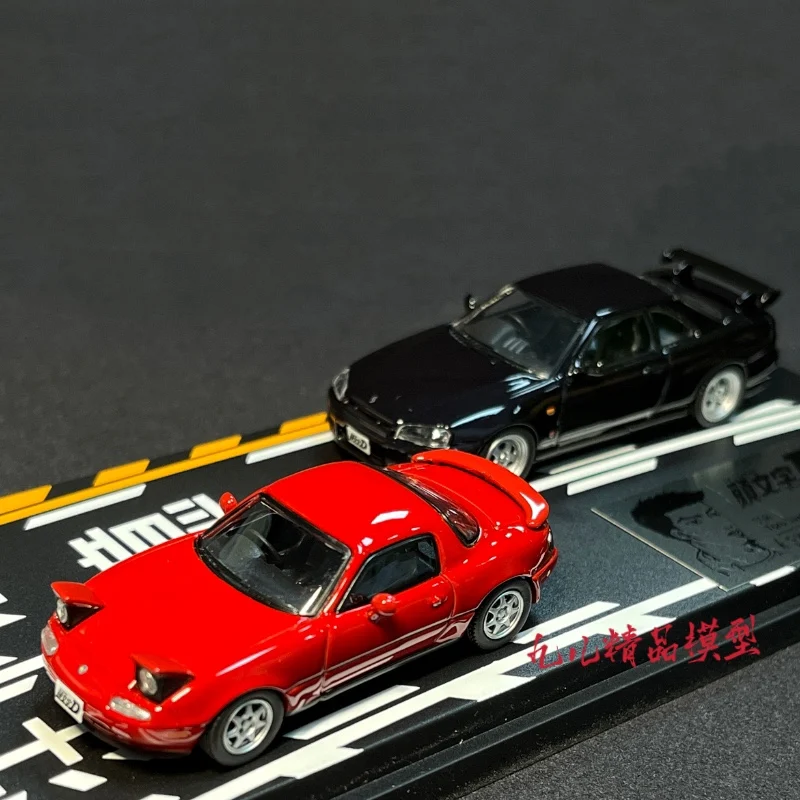 Японское аниме 1:64 Mazda NA6CE Nissan ER34 литые модели автомобилей из сплава украшения для
