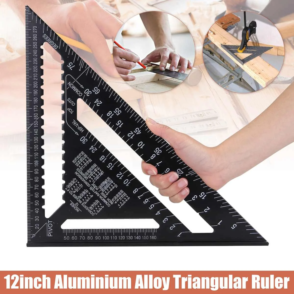 7/12inch Triangle Ruler 90 degree Square Angle Protractor Miter Speed Measure Metric Imperial Woodworking Too | Инструменты