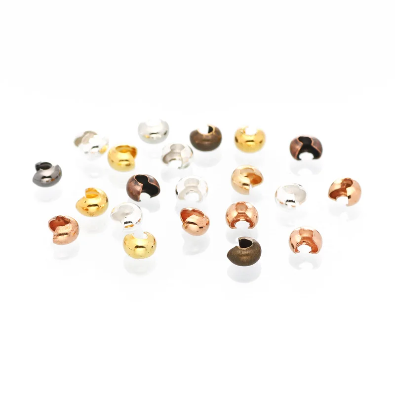 Оптовая продажа медные Круглые Обжимные концевые бусины 100 шт./лот 3-5 мм