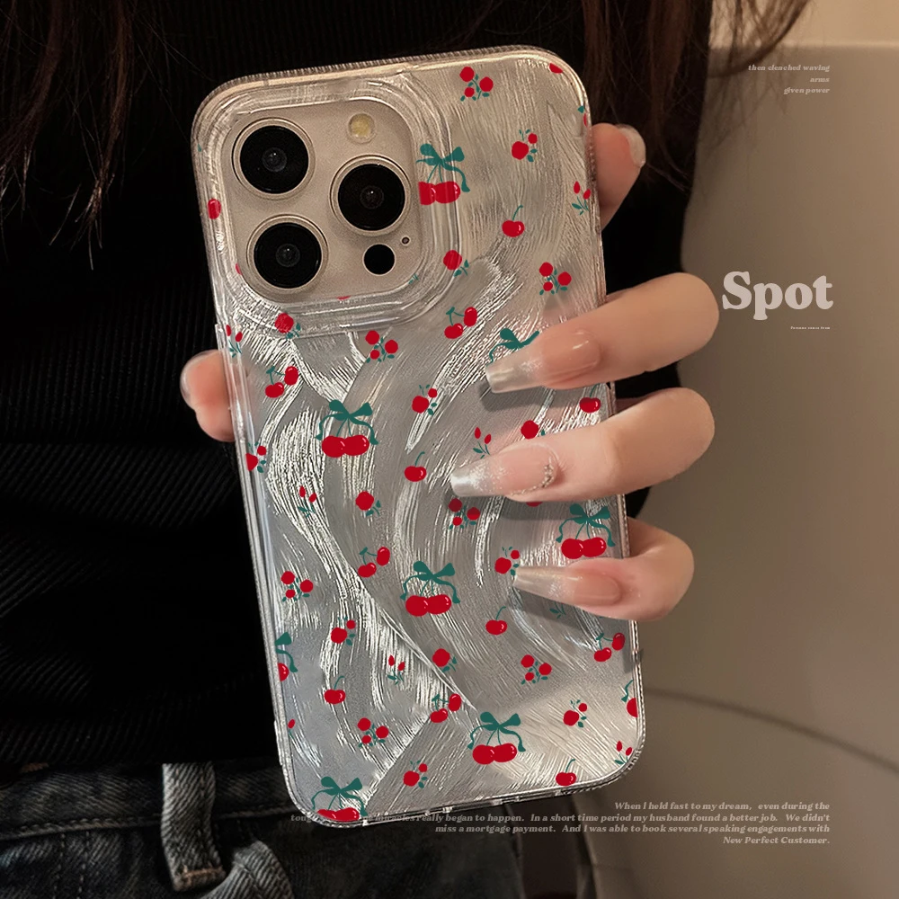 Фото Противоударный чехол для телефона с бантом и вишневым узором для Xiaomi Redmi Note 14 Pro + 13 12 Pro 11 10 Pro 5G 4G 14C 13C, жесткий чехол с перьевой нитью №2