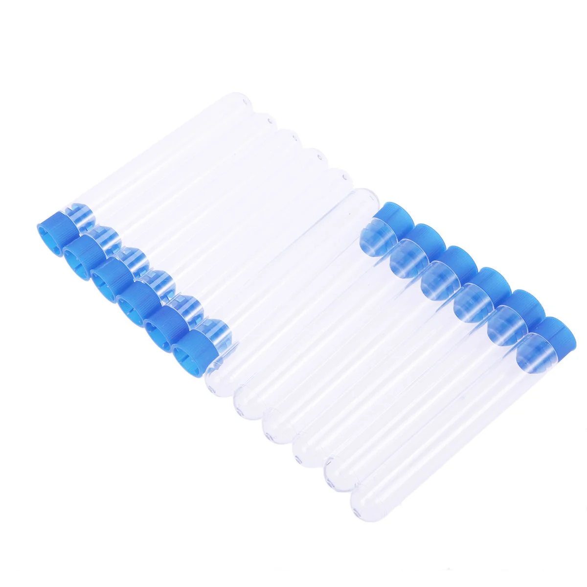 

12 Pcs/Pack 16x150mm Plastic Clear Test Tube with Stopper for Scientific Experiments Party Candy Storage with Stopper (Random