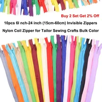 10pcs 3 invisible zippers 15cm 60cm 6inch 24 inch mix nylon coil zipper for tailor sewer clothes sewing crafts accessories