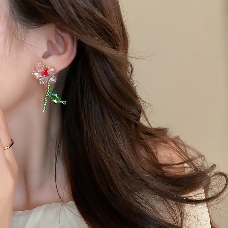 

Женские асимметричные серьги-гвоздики, серьги из кружевной ткани с цветами, украшение для вечеринки, 2022