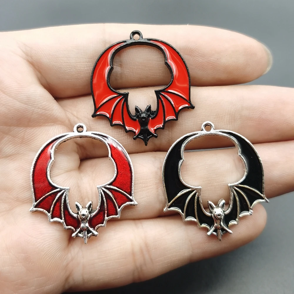 

5 Pack, Gothic Punk Embossed Red Black Vampire Bat DIY Handmade Necklace Earrings Bracelet Accessories 33*29