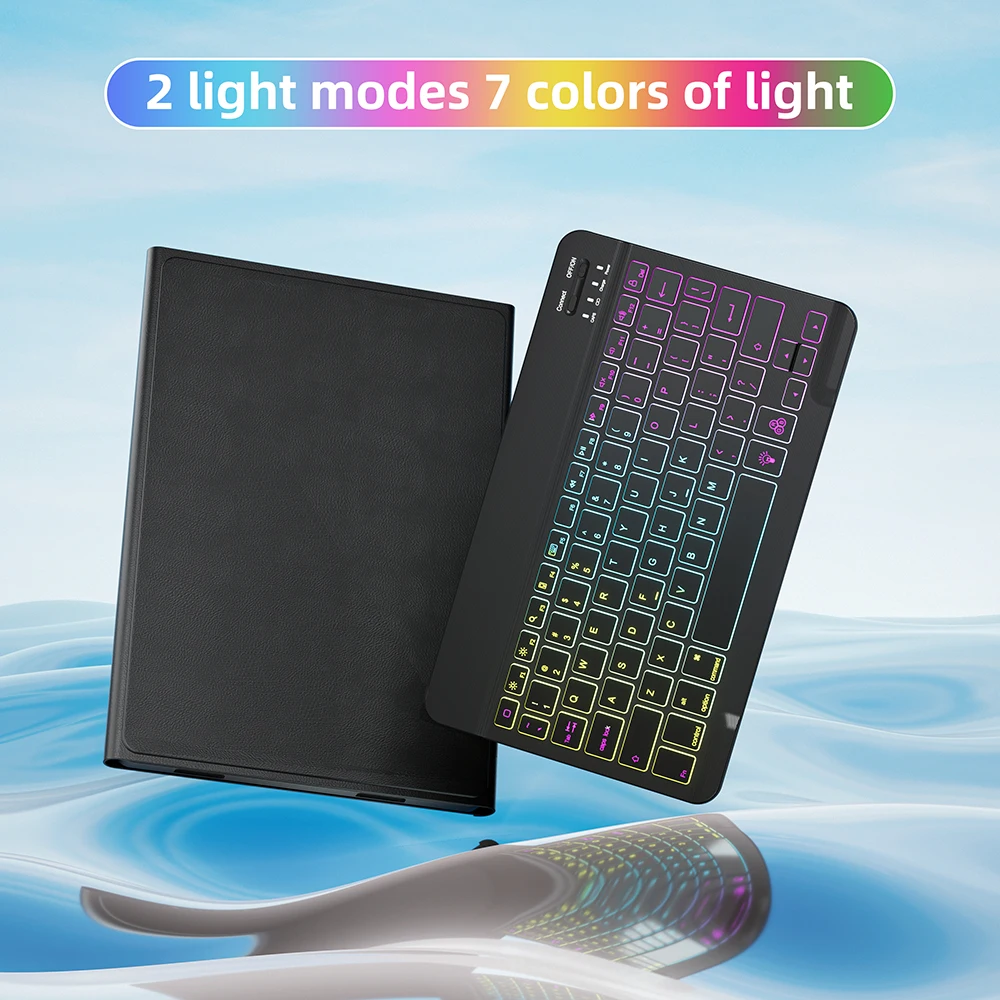 Funda For Samsung Galaxy Tab S7 Fe Case Keyboard For Samsung Tab S6 Lite Case Rainbow Keyboard Mouse For Samsung Tab S7 S8 Case images - 6