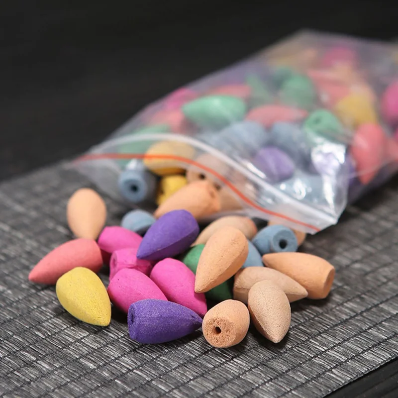 10Pcs Mixed Backflow Incense Cones Flavor Natural Fragrant Reflux Tower Tea Room |