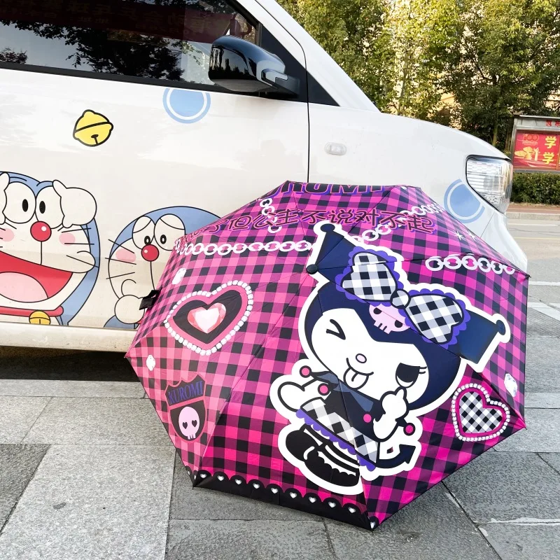 

Kuromi Umbrella Fully Automatic Sunny And Rainy Compact Portable Sun Umbrella UV Protection Girls Kawaii Umbrellas Nice Gifts