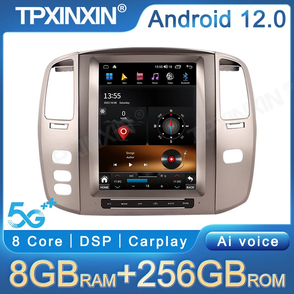 

Автомобильный радиоприемник 6 + 128 ГБ для Lexus LX470 Android12, автомобильный GPS-навигатор, стерео головное устройство, мультимедийный плеер, автомобильное радио, беспроводной Carplay DSP