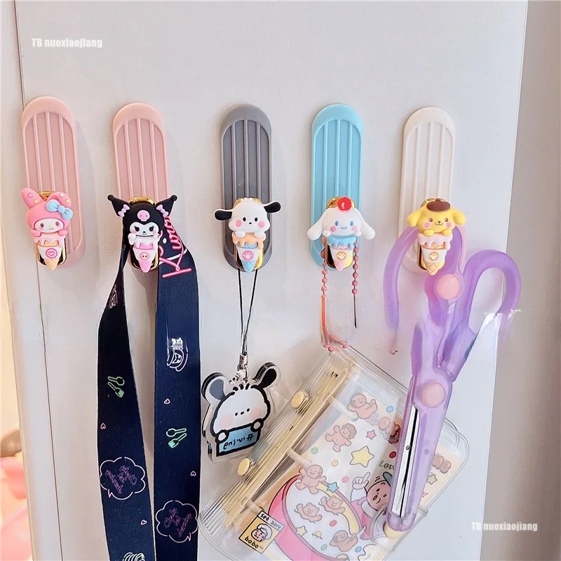 

Sanrio Hanger Hooks Kuromi Hello Kitty Mymelody Self Adhesive Wall Hook Strong Without Drilling Multi-Purpose Wall Hook Storage