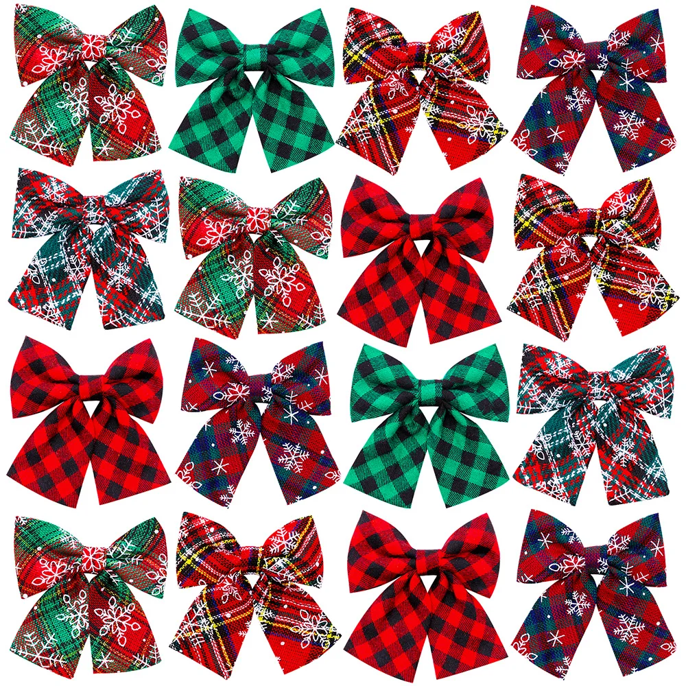 

50pcs Christmas Dog Bowties Pet Bowknot Large Dog Collar Grooming Slidable Cotton Pet Bows for Large Dogs Puppy Accessories