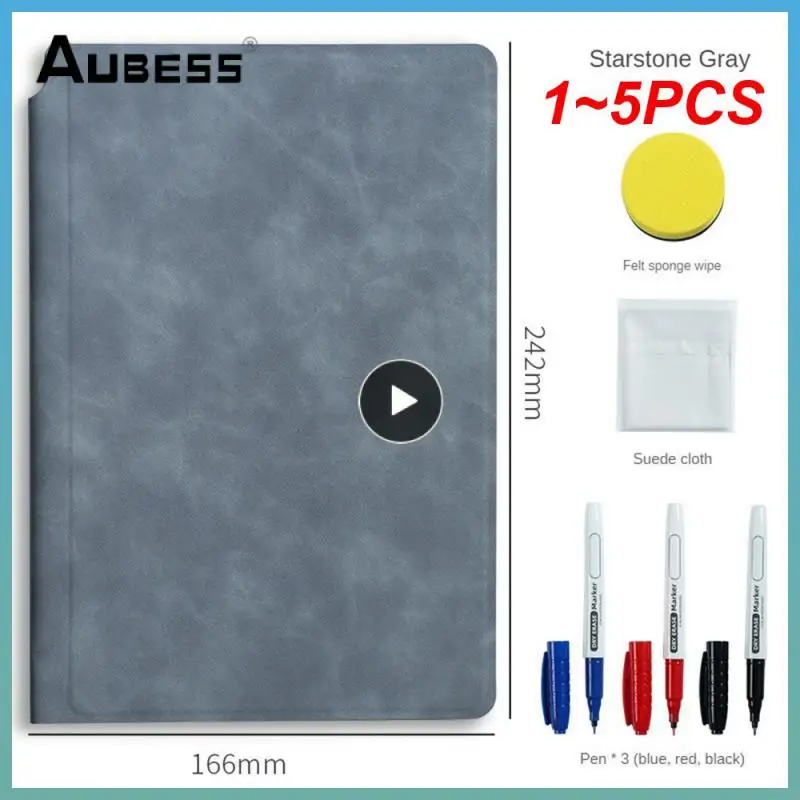 

1~5PCS Reusable Whiteboard Notebook Leather Memo Free Whiteboard Pen Erasing Cloth Weekly Planner Portable Stylish Office