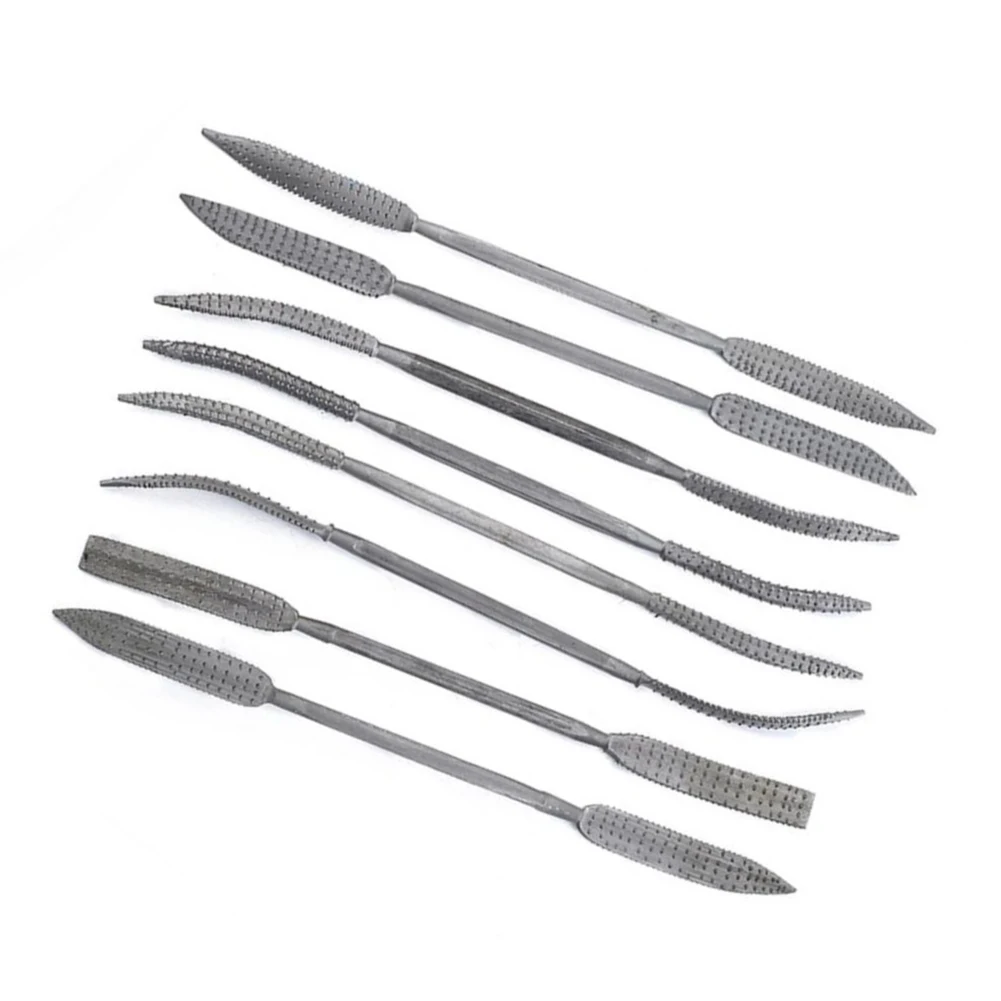 

8pcs Coarse Riffler Files Carbon Steel Double Ended Hand Tools Professional Wood Rasp File Set Woodworking Carving