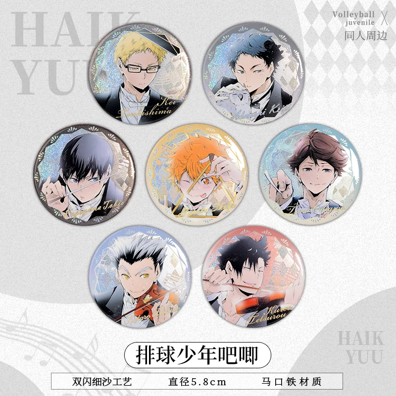 

Anime Haikyuu!! Kei Tsukishima Oikawa Tooru Shoyo Hinata Tobio Kageyama Cute Badge Brooch Pins Pendant Button Decor Cosplay Toy