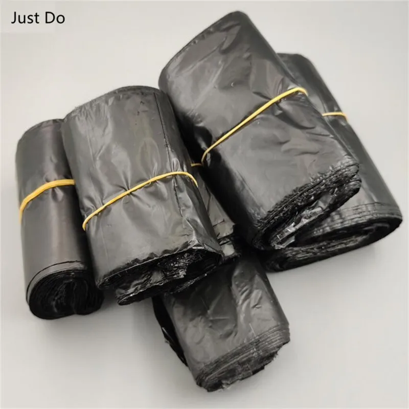 Недорогие тонкие черные пластиковые пакеты для почтовых отправлений 35 см 100 шт.