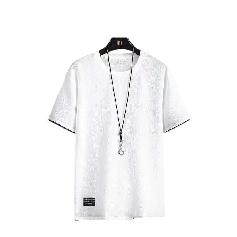 2023 Summer Ice Silk Short Sleeve T-shirt Men Leisure Set Men's Clothing Suit with Handsome Clothes Two-Piece Suit