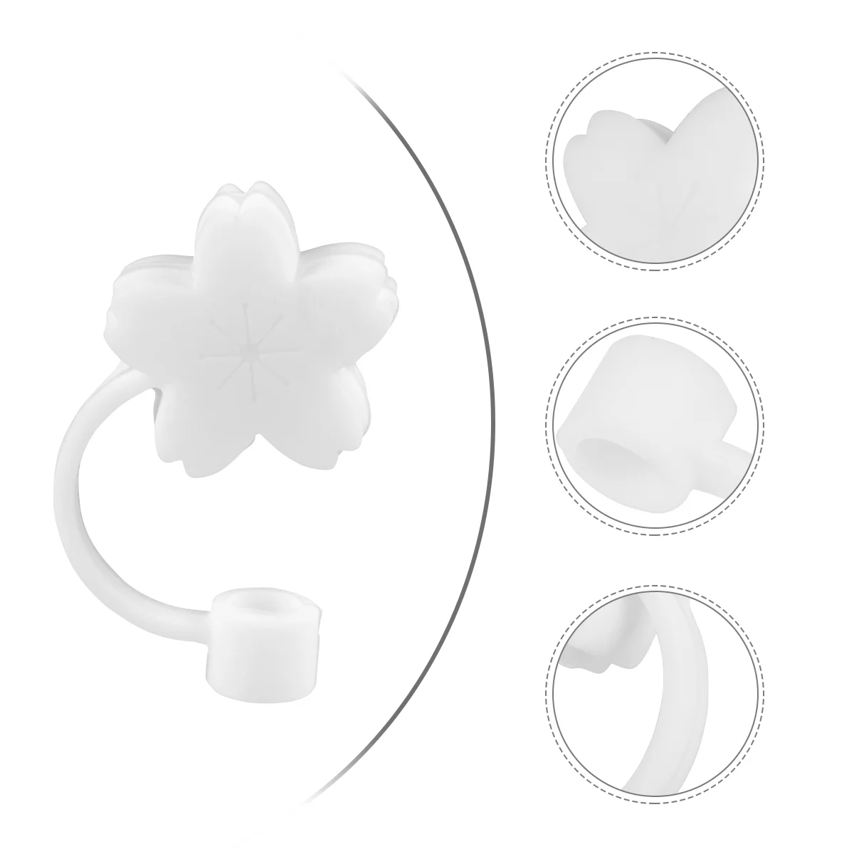

4Pcs Tips Cover Silicone Reusable- Proof Drinking Tips Lids Plugs Decorative Cap Party Supplies ( White )