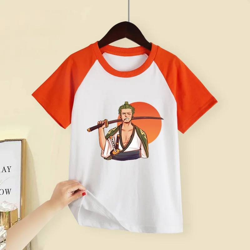 

Anime Luffi kids costume boys t-shirt One-Pieces pattern baby girls tops tee Short sleeve summer Children clothes print t-shirts