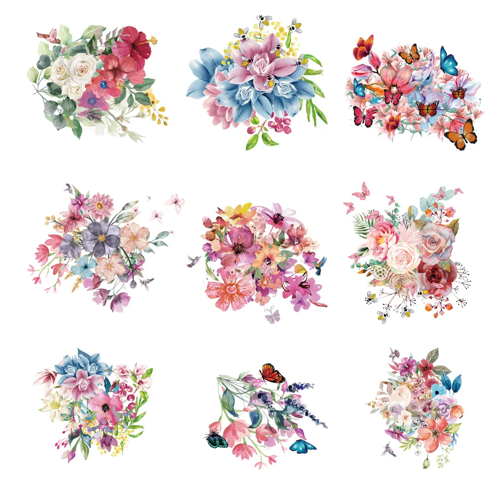 9 шт. мультяшный цветочный узор термонаклейка для одежды подходит толстовки