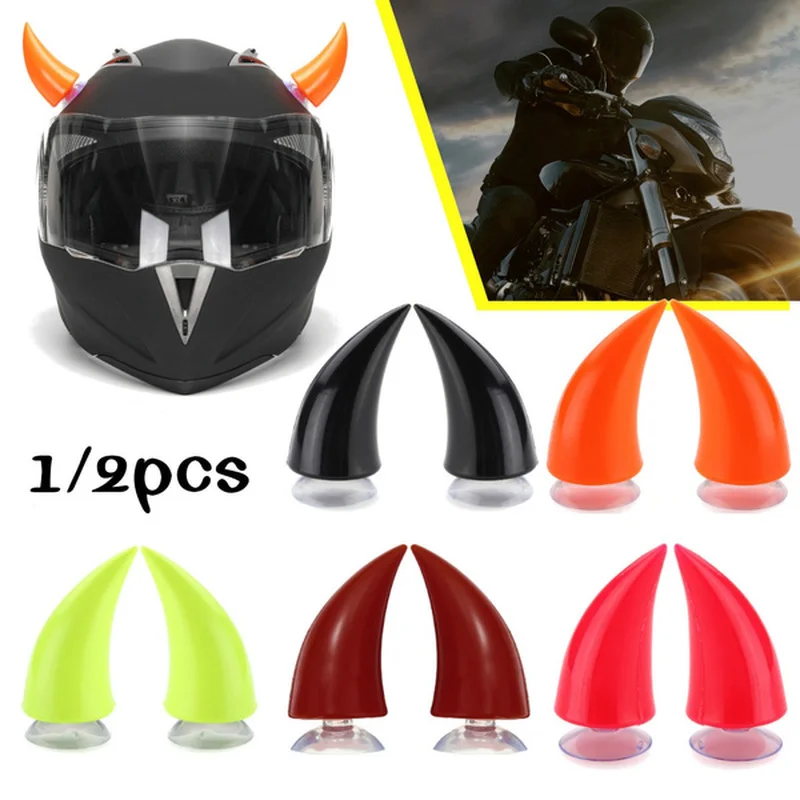 

1pc Multicolor Helmet Devil Horns Motorcycle Electric Bike Car Styling Decoration Helmet Stickers Long Short Parts Accessories