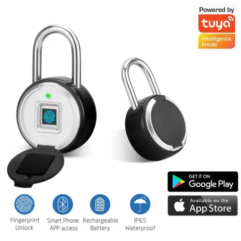 

Tuya Smart Fingerprint Waterproof Lock Luggage Dormitory Cabinet Gym APP Remote Authorization Electronic Fingerprint Padlock