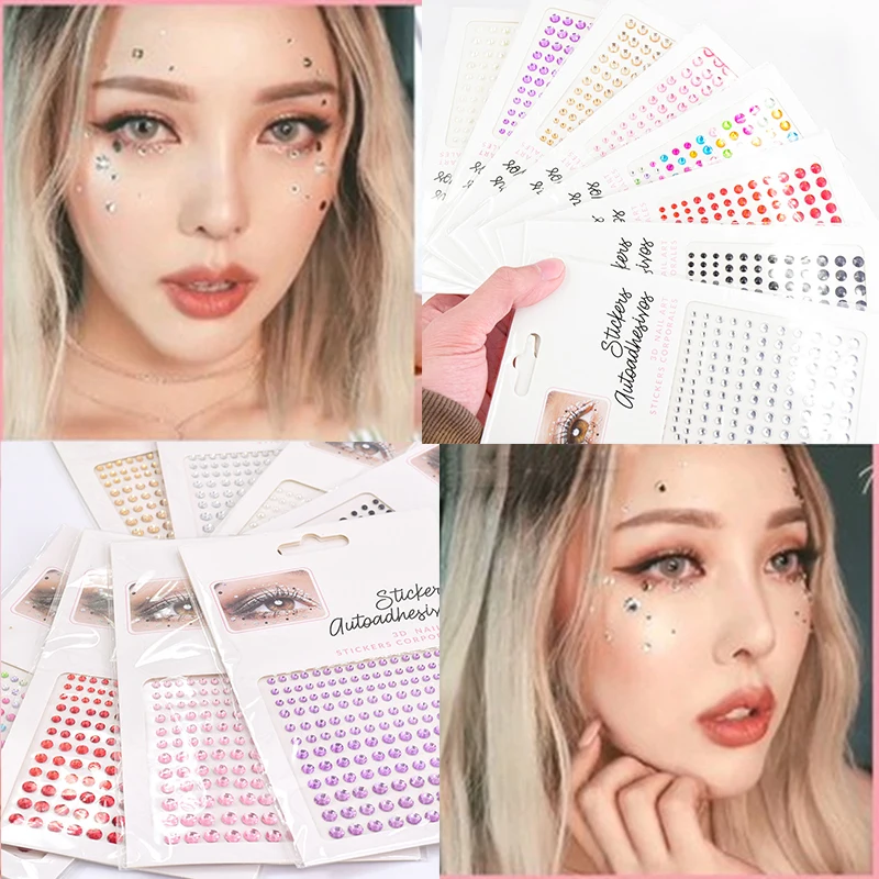 

3D Diamond Self Adhesive Nail Stickers Face Jewels Eyeshadow Stickers Face Tattoo Body Brow Makeup DIY Party Body Makeup Tools