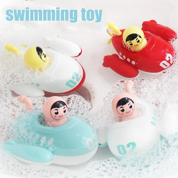 

Children Bath Water Playing Toys Submarine Shape Swim Floating Cartoon Clockwork Spring Educational Toys Swimming Beach Gifts