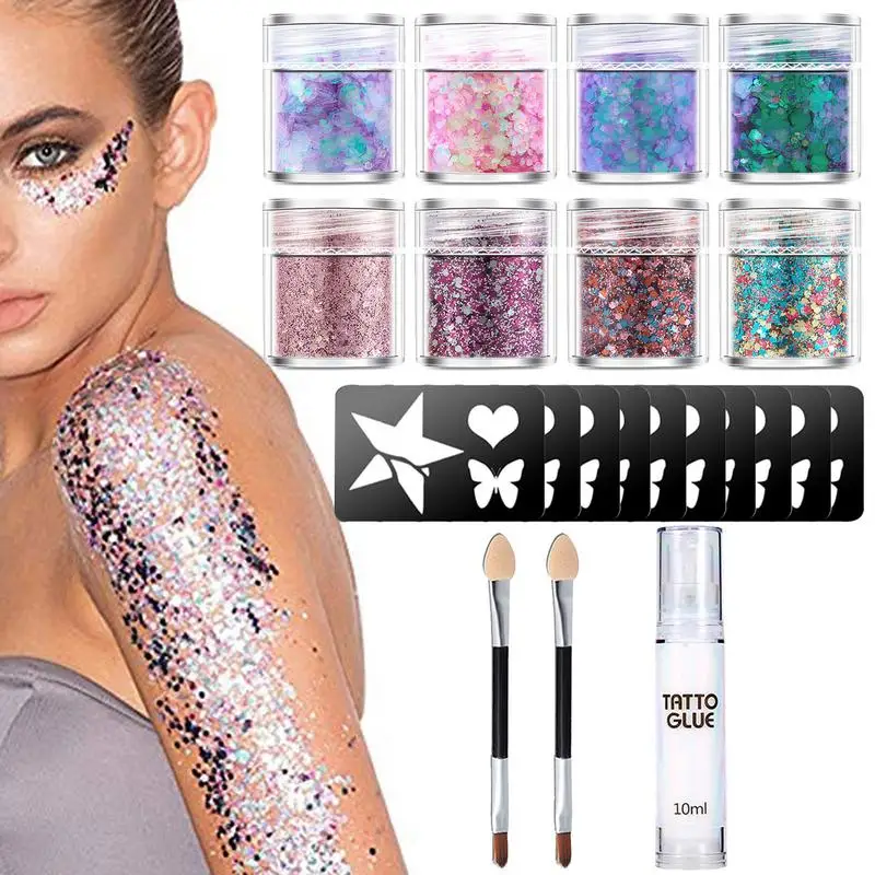 

Kids Body Nail Art Tattoo Kit Diamond Glitter Holiday Party Waterproof Temporary Body Glitter For Fake Tattoos Beauty Body Paint