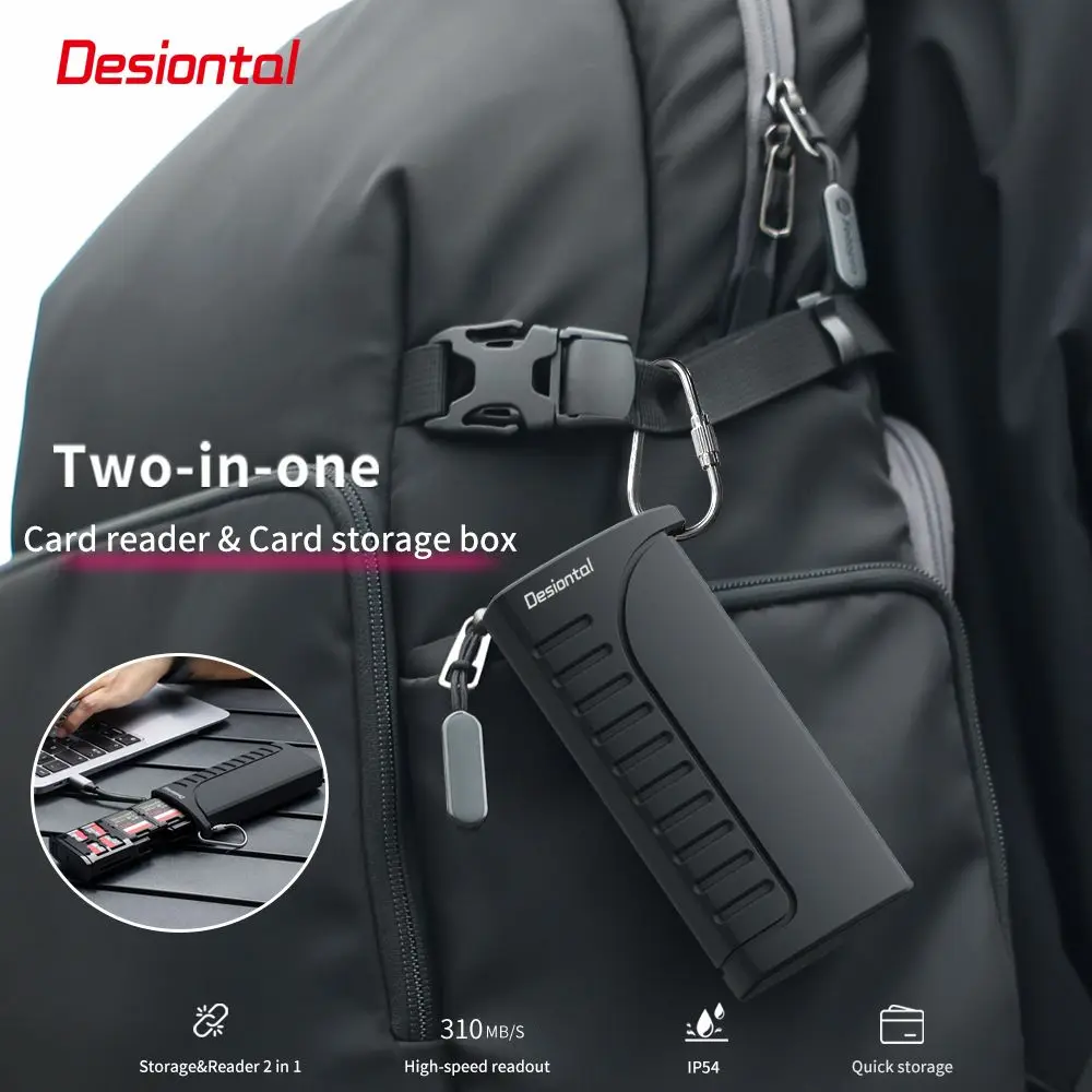 Фото Чехол для карт памяти Desiontal DK10 и USB-накопитель для передачи данных SD/TF/SIM с двумя слотами, USB 3.1 Type-C для камер/телефонов №3
