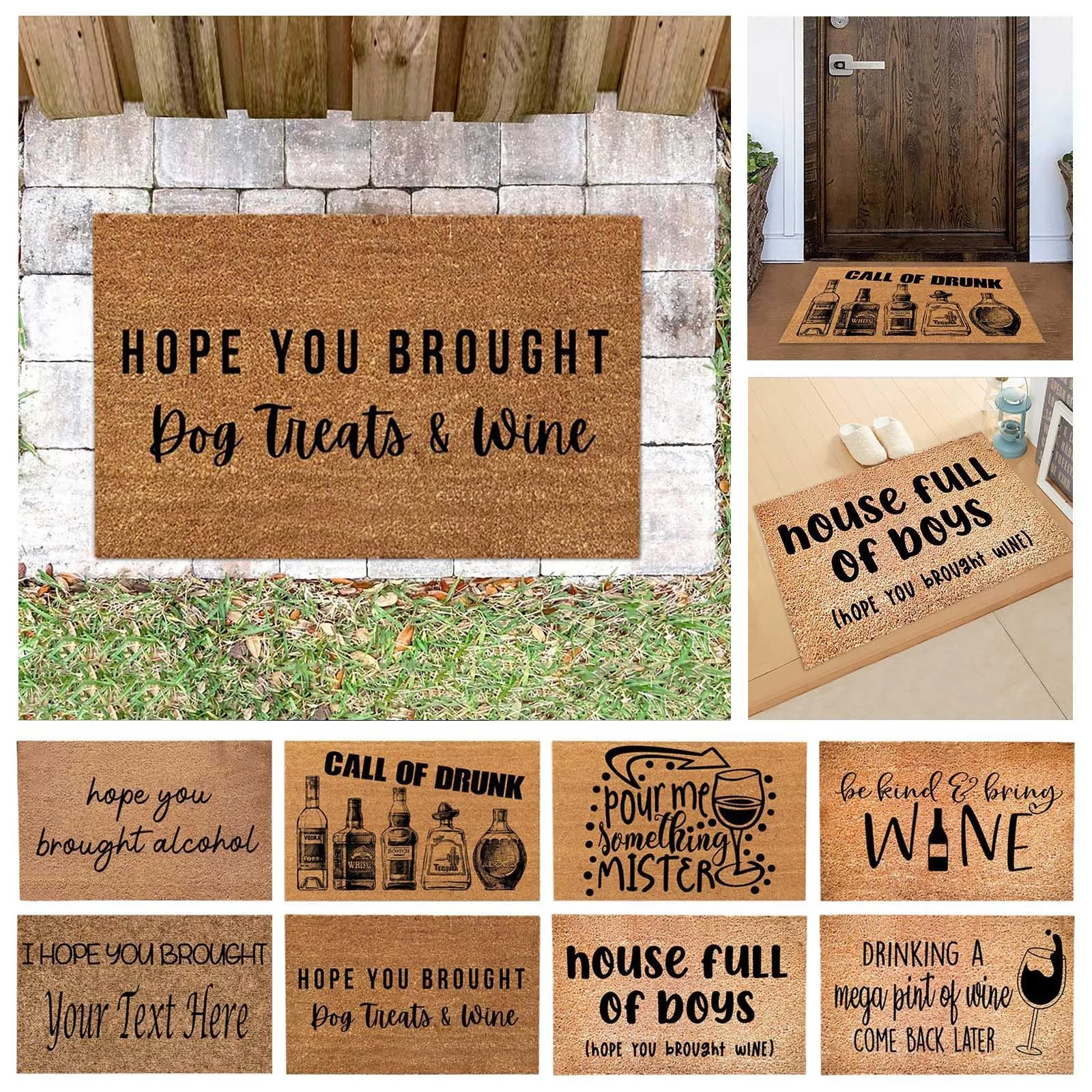

Hope You Brought Wine Non-Slip Area Rug Floor Front Door Mats Entry Carpet Indoor Doormat Outdoor Floor Mats Home Decoration