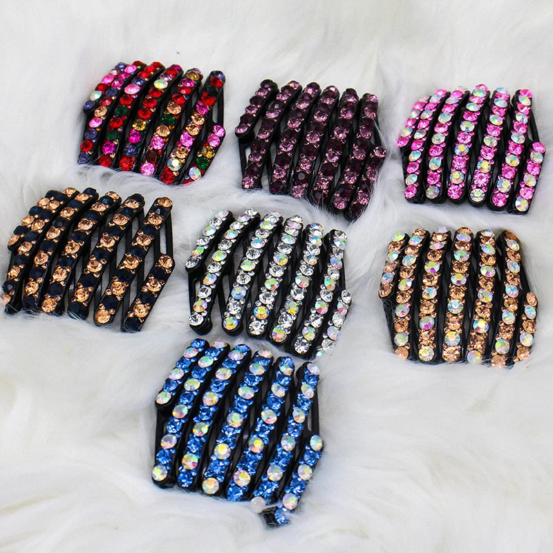 

2022 New Rhinestones Portable Headbands Women Girls Portable Stretch Fold Hair Hold Hoop Headbands Convenient Hairbands HeadWrap