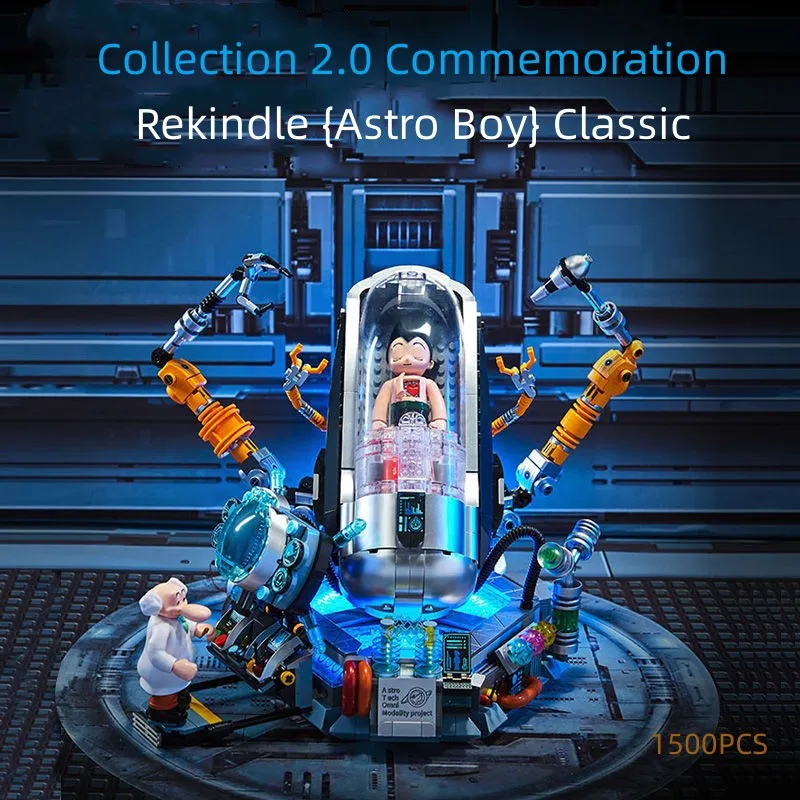 

1500pcs Iron Wall Astro Boy Awakening Moment Genaku Second Generation Robot Model Tide Play Building Block Assembly Toys